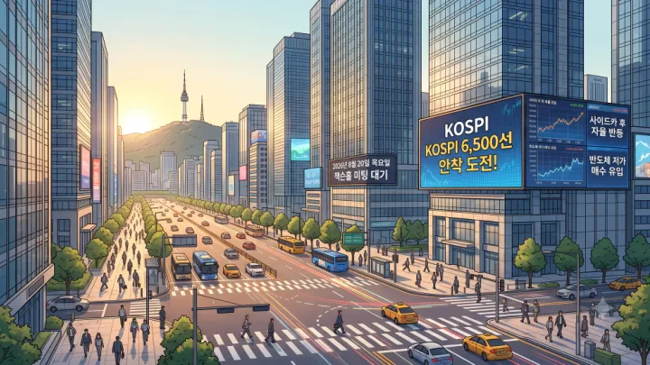 2026년 8월 20일 아침 시황: 사이드카 충격 딛고 자율 반등 모색과 6,500선 회복 시험대