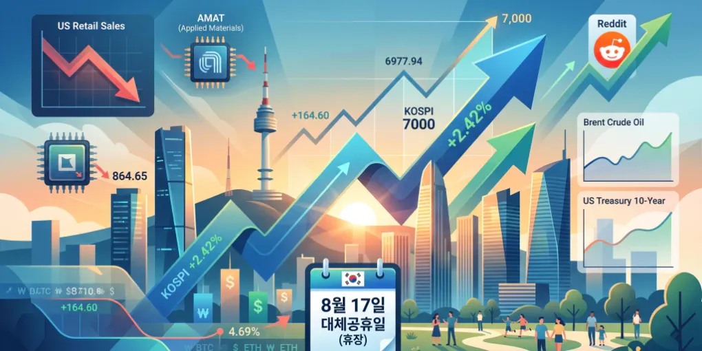 2026년 8월 17일 아침 시황: 광복절 연휴 속 글로벌 점검, 7,000선 터치한 코스피와 美 소비 둔화 신호